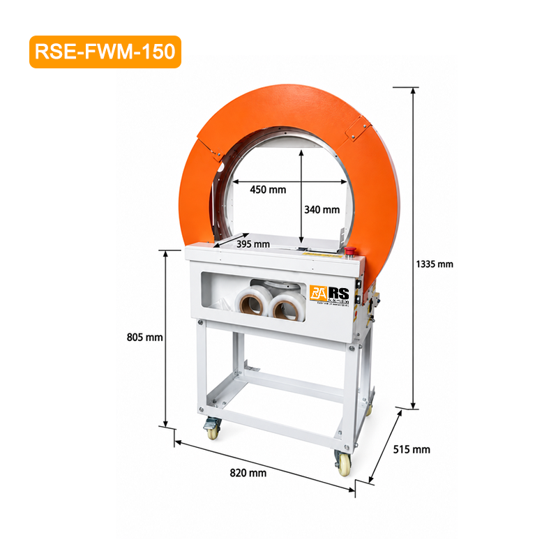 RSE-FWM-150 automatic film strapping machine dimensions