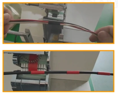 Wire harness joint before and after local tape wrapping in the RSE-TW-9057 brochure